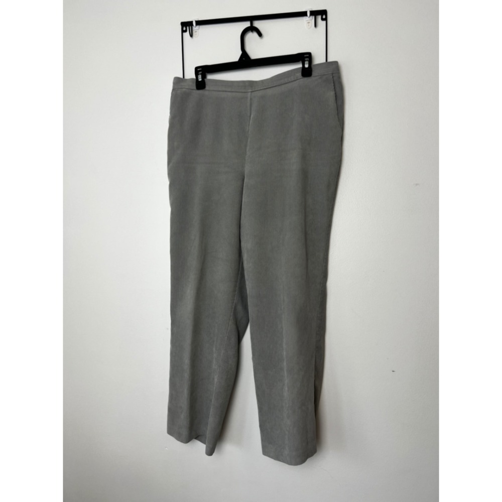 Alfred Dunner Womens Gray Corduroy Elastic Waist Straight Leg Pants 16 Retro